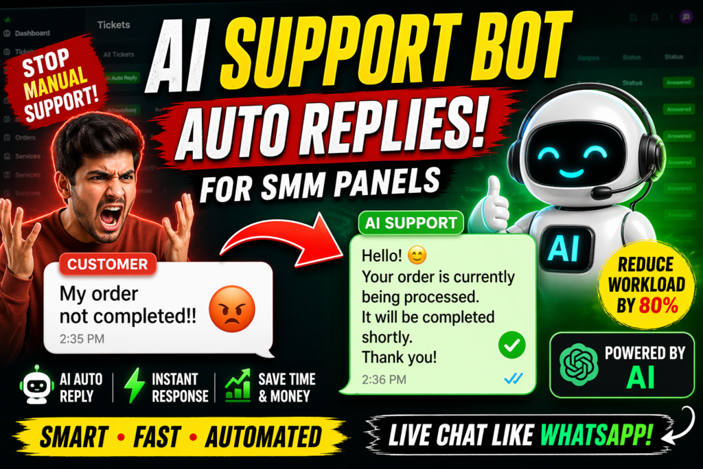 AI Support System for SMM Panels 🤖 (Auto Reply + Live Chat + Smart Tickets)